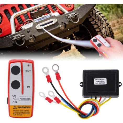 Universal Wireless Winch Remote Control Kit with 12V/24V Receiver for Trucks, Jeeps, ATVs, and SUVs