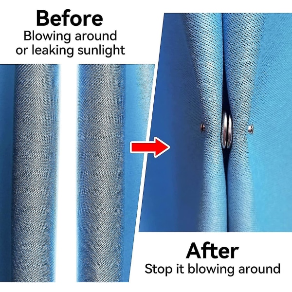 Gardinmagnetstängning, Gardinviktsmagneter med ryggstift, förhindrar ljus från att läcka knapp (10 st) 20 mm 20mm