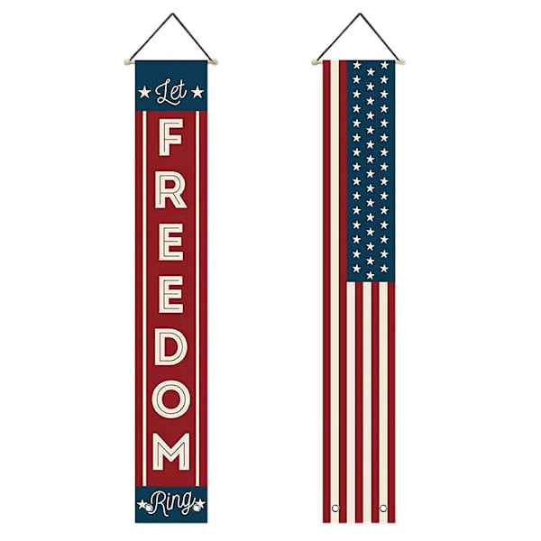 1 Par 4. juli Dørbanner Uafhængighedsdag Veranda Skilt Fest Dekoration Assorteret Farve 180x30cm