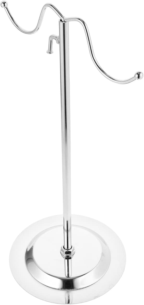 Bag Display Stand Towel Holder Stainless Steel Round Base with Multiple Hooks