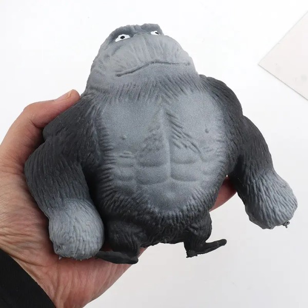 TIANLIN Realistisk dekompressionsgorilla, sort grå gorilla stresslegetøj, squeeze anti-stress blødt legetøj til fritid, sjov, stresslindring