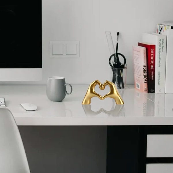 Hender Kjærlighet Gest Skulptur, Hjerte Resin Skulptur Kjærlighet Gest Dekor, Kjærlighet Dekor Ornament Uttrykk Gull