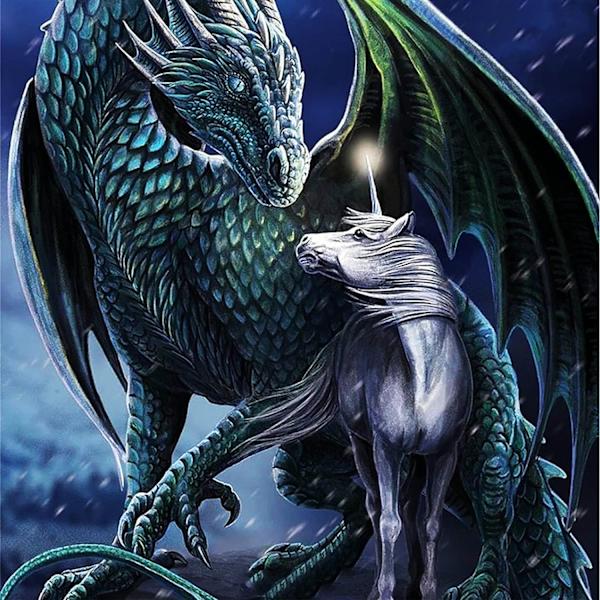 Dragon 5D Diamantmålning Kit för Vuxna, Unicorn DIY Full Rhinestone Diamantmålning Set för Barn, Runda Stenar Diamantkonst för H