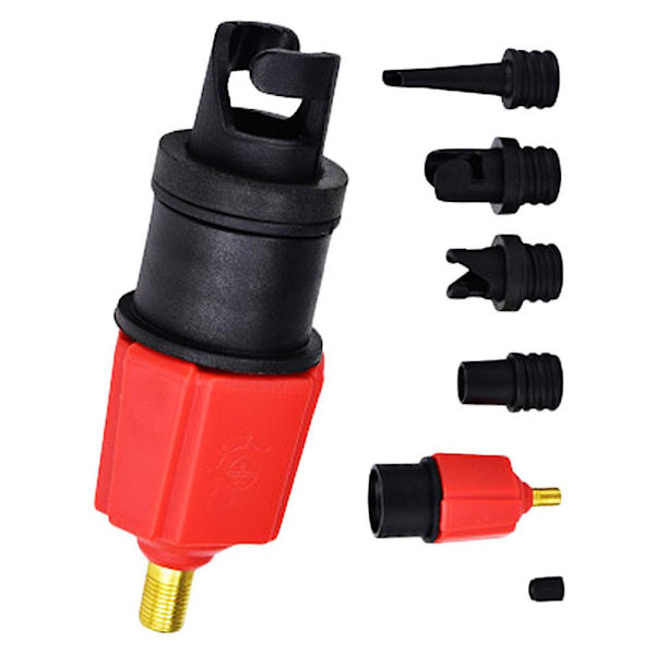 Luftpump Portabel Luftpump Uppblåsbar Ventiladapter Cykeldäckspump Adapter Kajak Däckventiladapter Luftkompressor Röd 15X9X5cm