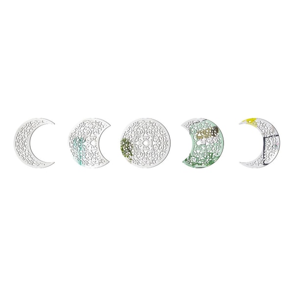 5 Pack 3d Månefaser, dekorative veggklistremerker Hjemmeinnredning Stue Kunstdekaler Sølv