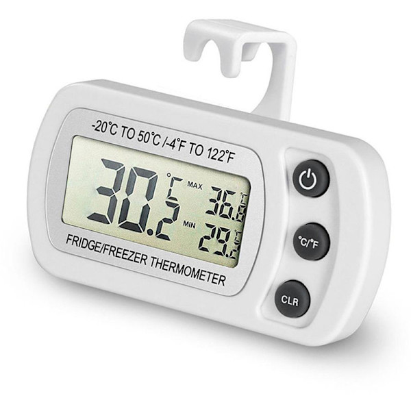Vanntett Kjøleskapstermometer, Digital Frysertermometer, Max/Min Opptaksfunksjon, Stor LCD-Skjerm og Magnetisk B