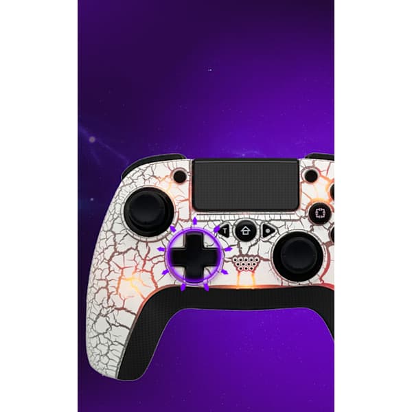 Tedbox Trådløs kontroller for PS4, med unik sprekkdesign/programmerbar bakside/dobbel vibrasjon, kompatibel med PS4/PC/iOS