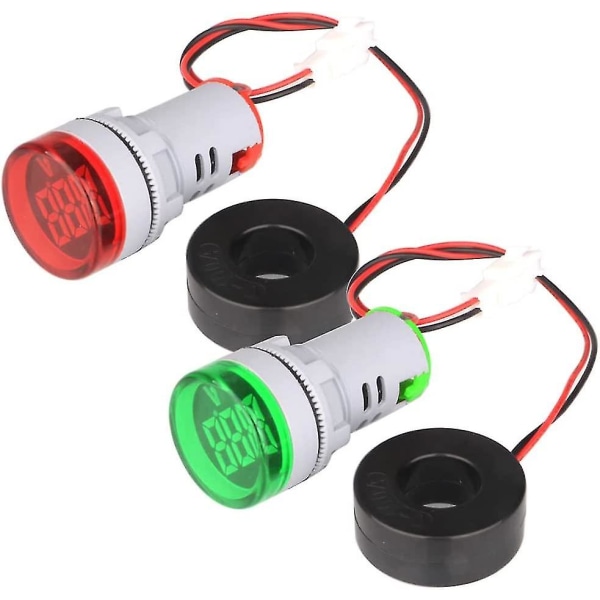 Mini LED digitalt amperemeter, AC 0-100a Digital Amperage Tester Amperemeter Monitor Signal Indicator LED Panel Light (rød/grønn)