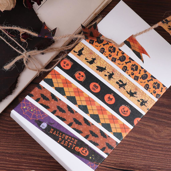 24 Ruller Halloween Washi Tape Græskar Flagermus Kranie Mønster Tape Voksne Børn DIY Kunst Håndværk Gaveindpakning Scrapbog Maskeringstape