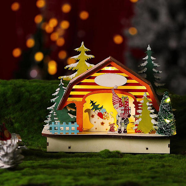 Julelys Lille Hus Julemand Dukke Figur Hut LED Lys Julepynt
