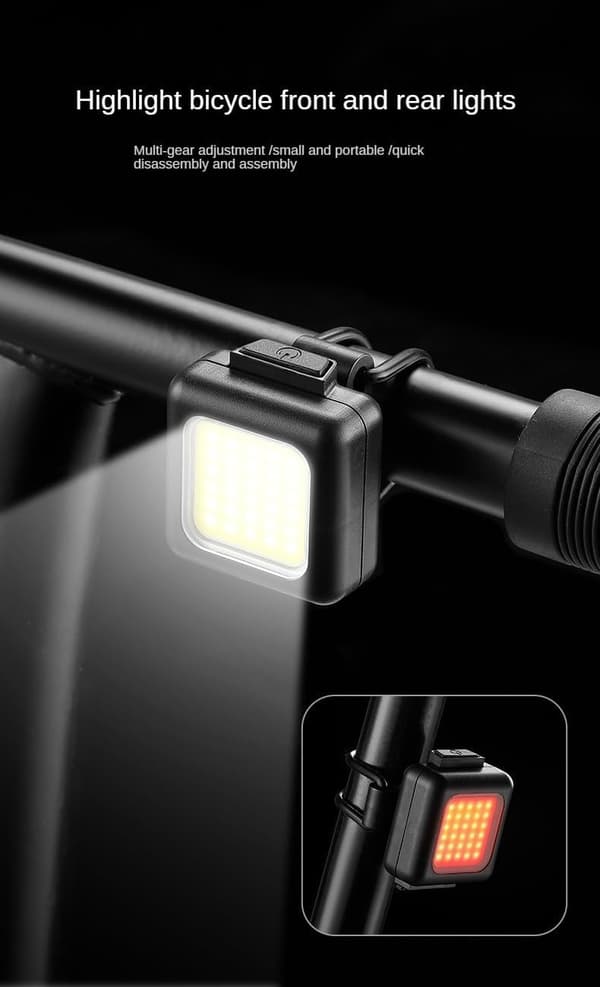 Mini USB Rechargeable Bike Light Set: Ultra-Bright Headlight & Rear LED Taillight — 3 Lighting Modes (2-Pack)