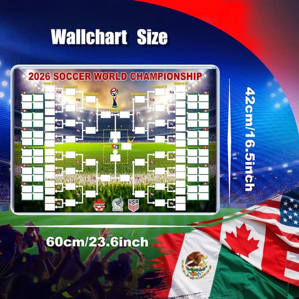 VM-skema 2026 Plakat & Finalerunde 48-holds Samlingsudstilling, 2-i-1 Funktionel Plakat, VM-kampprogram, Fodboldkamp Dekor Væg