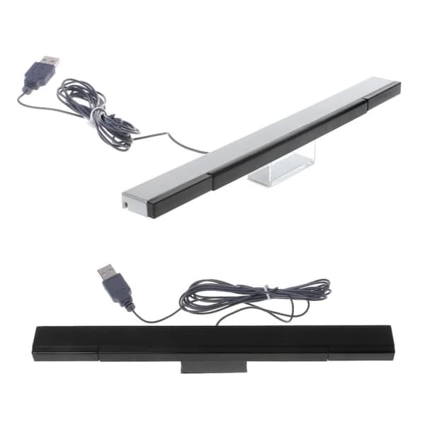 HA-sensorstang med kabel for Wii, IR-signalmottaker, USB-plugg, fjernkontroll, erstatning, bevegelsessensor, sølvgrå