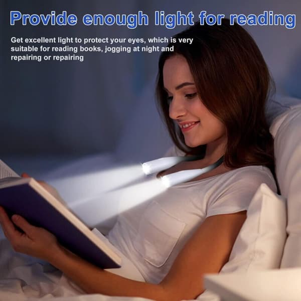 Neck Reading Light, Rechargeable LED Reading Lamp, 3-Color Adjustable Arm Light for Reading, Knitting, Sewing, Camping, Jogging, USB Cable Included
