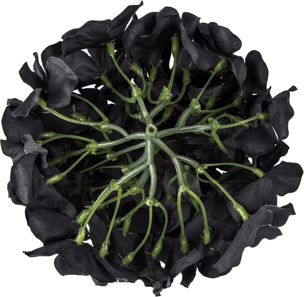 Sort sæt med 10 kunstige silkeblomster med broderede kugleblomster