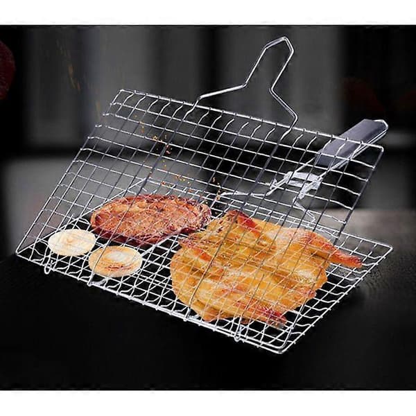 Grillkurv til fisk, grøntsager, rustfrit stål BBQ