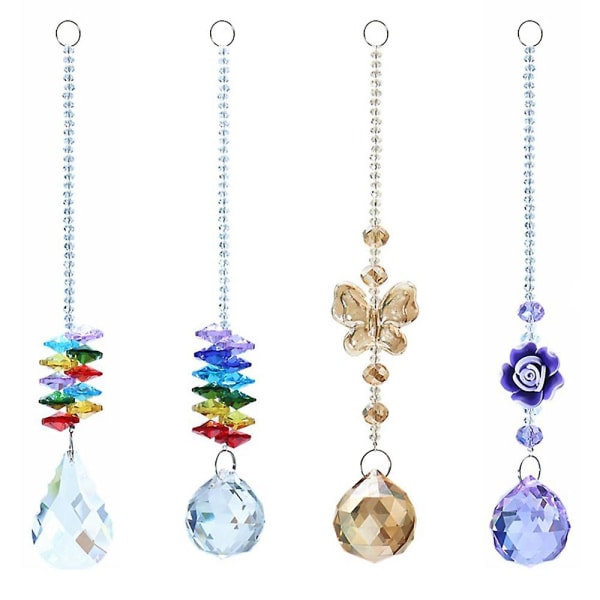 4-pack Chandelier Suncatchers, Crystal Prism Pendants, Crystal Ball Prisms, Garden Decorations