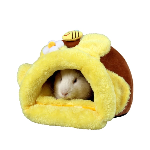 Kanin marsvin kosepose fleeceseng for bur smådyr Hamster Chinchilla Sengehus for ekornrotte (S, gul