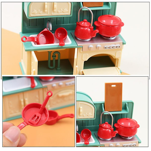 1 Sarja Miniatyyri Nukkekoti Keittiötarvikkeita Miniatyyri Keittovälineet Kaappi Lapset Leikki T
