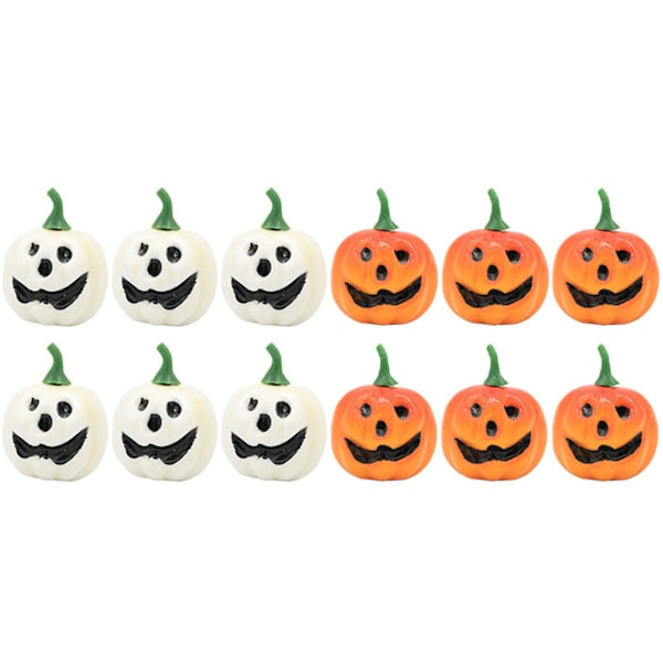 6/12 Styk Mini Halloween Kunstig Skum Grøntsagspumpekin Simulation DIY Håndværk Hjem Fødselsdagsfest Bryllup Dekoration Forbrugsvarer Gul 6 Hvid 6