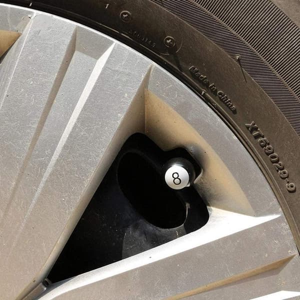 4-delt billardkugle dækventilspindeldæksel sort, 8-formet kugle