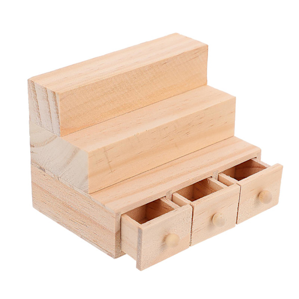 1 stk Mini Slik Display Skab Dukkehust Dekorativt Møbel Legetøjs Hus Dekoration Træfarve 11X8CM