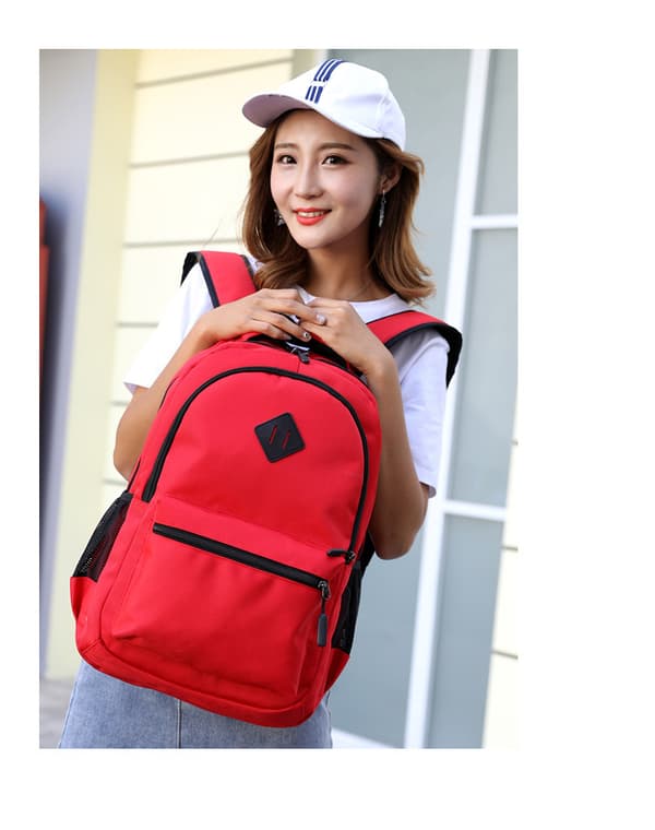 Large Casual Shoulder Bag Travel Backpack - Wine Red
