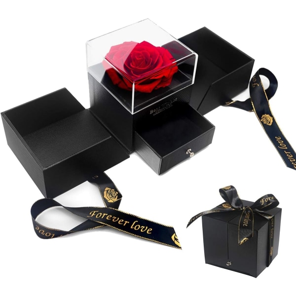 Artificiell Eternal Rose Gift Box, Beauty and the Beast, Mors dag, skicka gamla mammor och mödrar original konstgjorda blommor