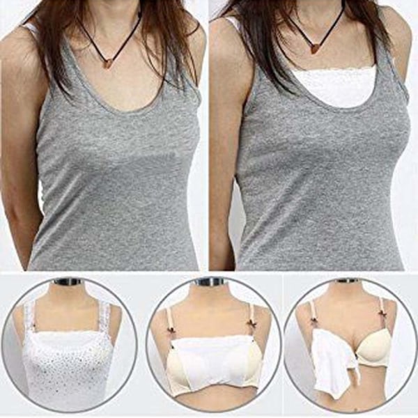 Pakke med 3 blonder clip-on camisoles for kvinner Svart, Hvit, Rød