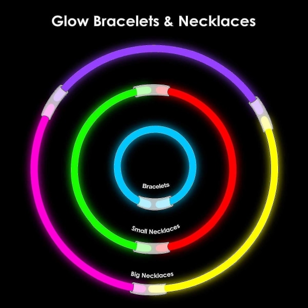 100 Glow Sticks Bulk Party Supplies - Glow In The Dark Fun Party Pack med 8" Glowsticks og koblinger for armbånd og halskjeder for barn og voksne