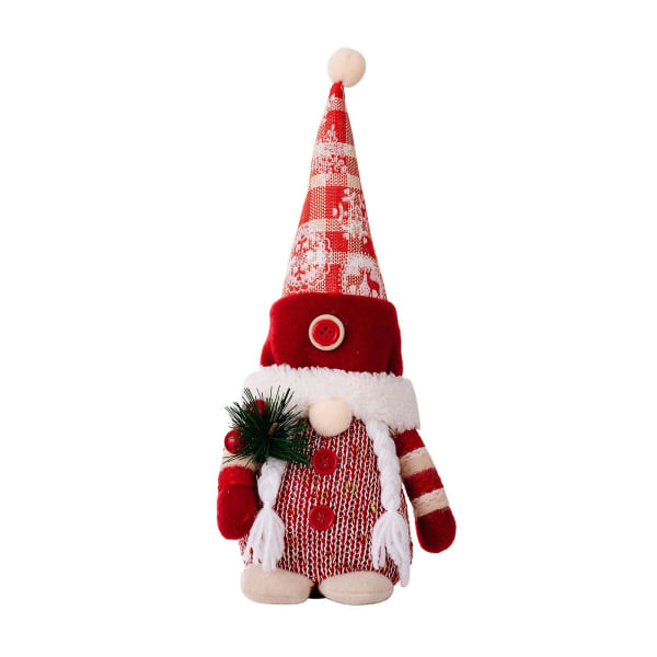 Joulun Lumihiutale Ruudullinen Gnome Red Berry Ornament Käsityön koristelu Nukke Mies