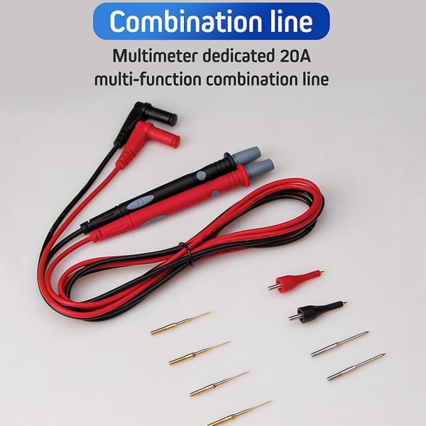 Högkvalitativ 20A 1000V Spetsig Probsond Testledning Universal Kabel Multimeter Sond