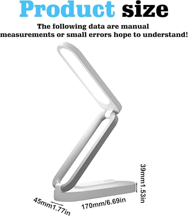 Foldable Cordless LED Desk Lamp - 3 Levels Dimmable Table Lamp - Eye-Friendly - USB Rechargeable Reading Lamp