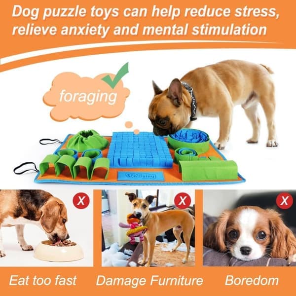Snuffle Mat for Dogs, Interactive Dog Puzzle, Mat That Helps Slow Down Eating and Keep Them Busy