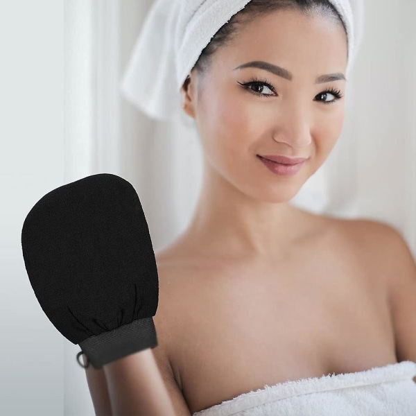 Peelingvantar, Djup Duschvante Kroppsskrubbhandskar Med Krokar För Spray Tan-Borttagning, Keratos eller Döda Hudceller Remover (1st, Svart)