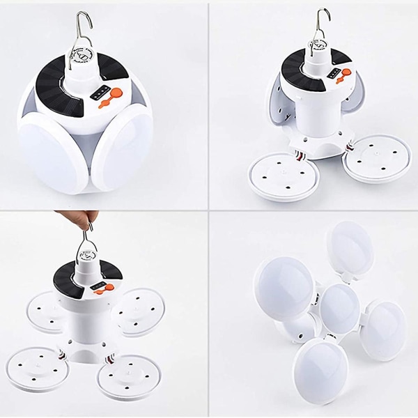 Solcelled LED Camping Lygte med USB Opladbar Batteri og Krog