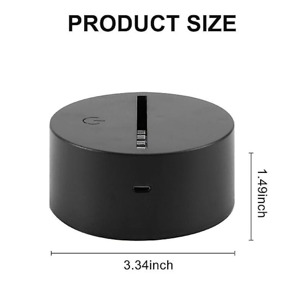 st 3D LED-ljusbas, kompatibel med akryl och resinglas (svart)