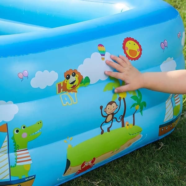 Inflatable Children's Pool - Foldable Portable UV Resistant | Square Pool, Family Pool | Inflatable Water Play Pool