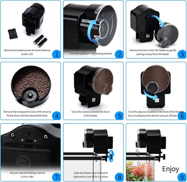 Automatic Fish Feeder - Aquarium Holiday Feeder with Timer for Vacation Travel (AF-2003D)