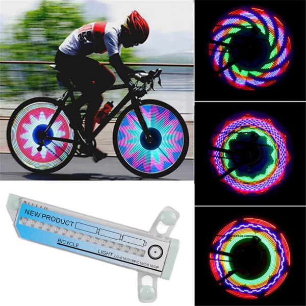 Polkupyörän pinnavalo, LED-valot näyttö Kirkkaat kuviot Täysi Pyörän Pyörän Vaihto Vedenpitävä (1 rengas)Maastopyörä Kirkas Yöajovalot USB lataus