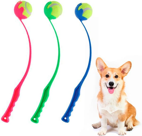 Hundeboldkaster, tennisboldkaster, velegnet til små og store hunde, kompakt design, 45 cm, medium 6,35 cm (blå)