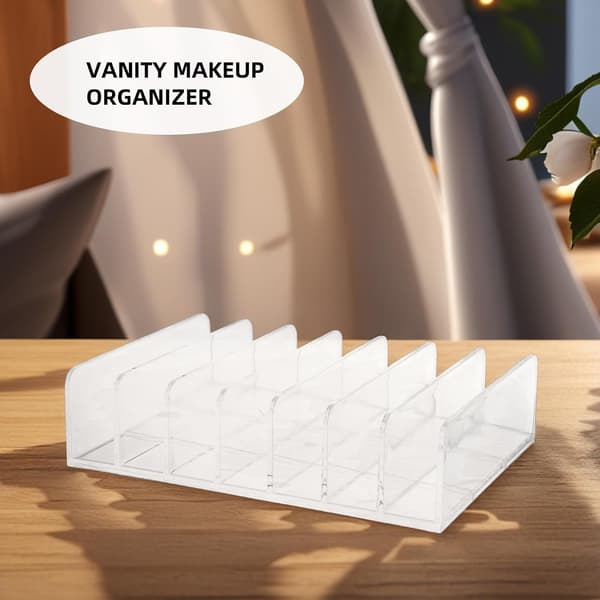 Acrylic Makeup Storage Organizer with 7 Large Compartments, Desktop Cosmetic Display Case