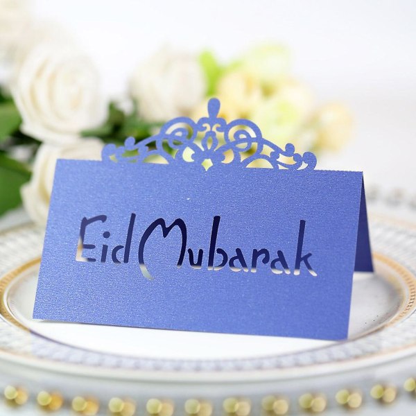 100 kpl 3d kukkakruunu pöytäkortit Ramadan Cutout Paperista paikkakortit hopea