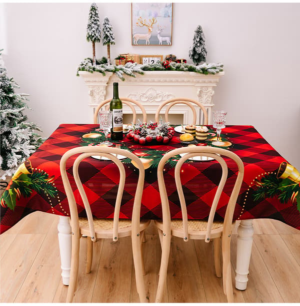Christmas Tablecloth Rectangular, Festive Style 3D Printed Tablecloths Waterproof Anti-Stain Oil-Proof Washable