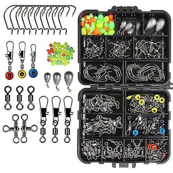 160-dels Havfiske Tillbehörssats Jig-krokar Swivels Klämma Med Tackle Box 160 st 160pcs