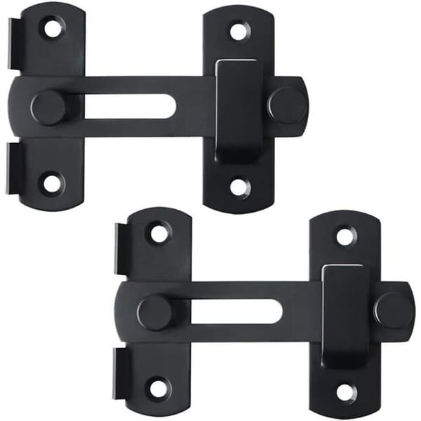 Drejelås - 2 dele - Mat Sort Rustfrit Stål - Robust Sikkerhed - Døre, Vinduer, Have