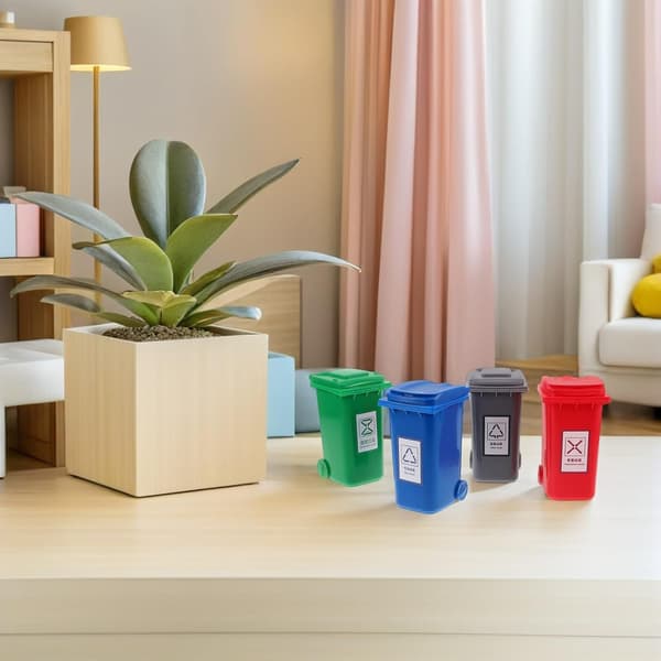 4-pack Mini Desktop Bins with Lids - Small Desk Organizer for Office