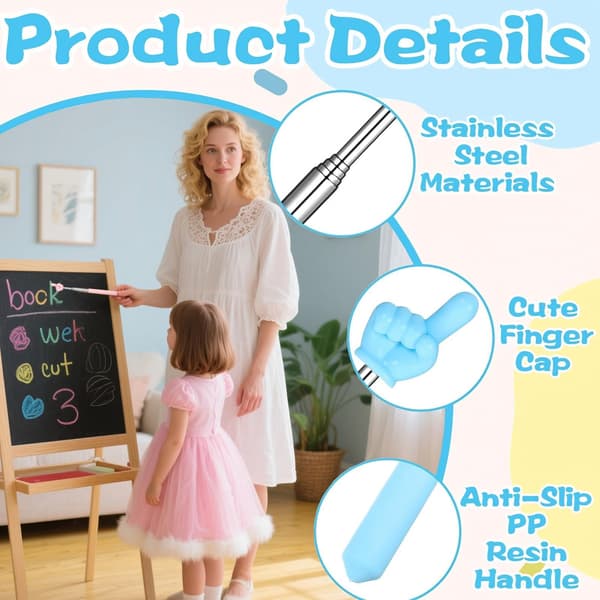 5 Pieces Teacher Pointer, Extendable Hand Finger Pointer for Elementary School Preschool Teacher Supplies Teacher's Day Gift, Extends to 69 cm