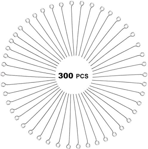 300 stk 4 cm 304 Rustfrit Stål Åbne Øjestifter Hovednåle til Smykkefremstilling, (Sølv) Sølv Sølv Sølv