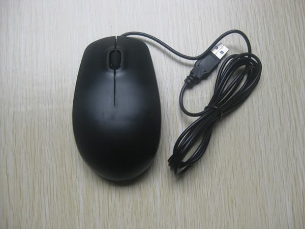 3-knapps USB-kabelmus, standard, stille, svart
